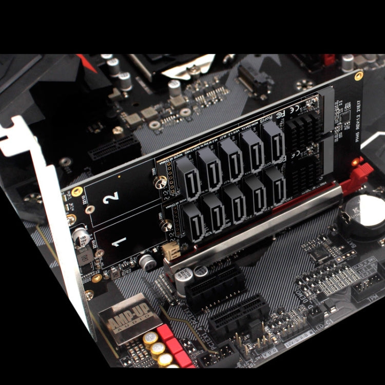 Double NVME Raid PCI-EX8 Split Card To SATA10 Port Transfer Card - HoMEdemic™ 