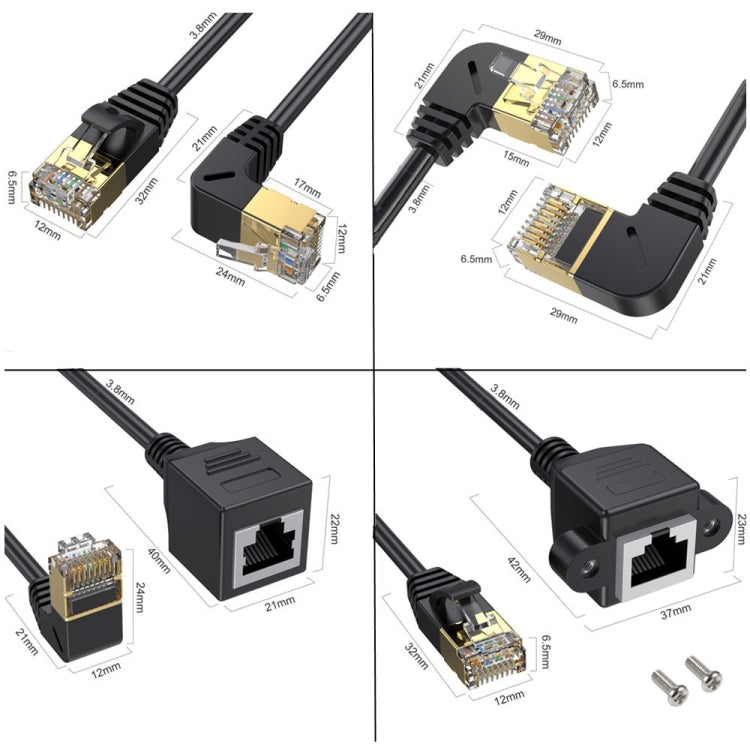 Down Bend 0.5m Cat 8 10G Transmission RJ45 Male To Female Computer Network Cable Extension Cable(Black) - HoMEdemic™ 