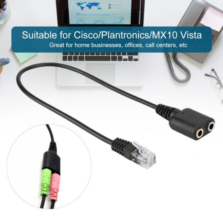 Dual 3.5mm Female to RJ9 PC / Mobile Phones Headset to Office Phone Adapter Convertor Cable, Length: 30cm - HoMEdemic™ 