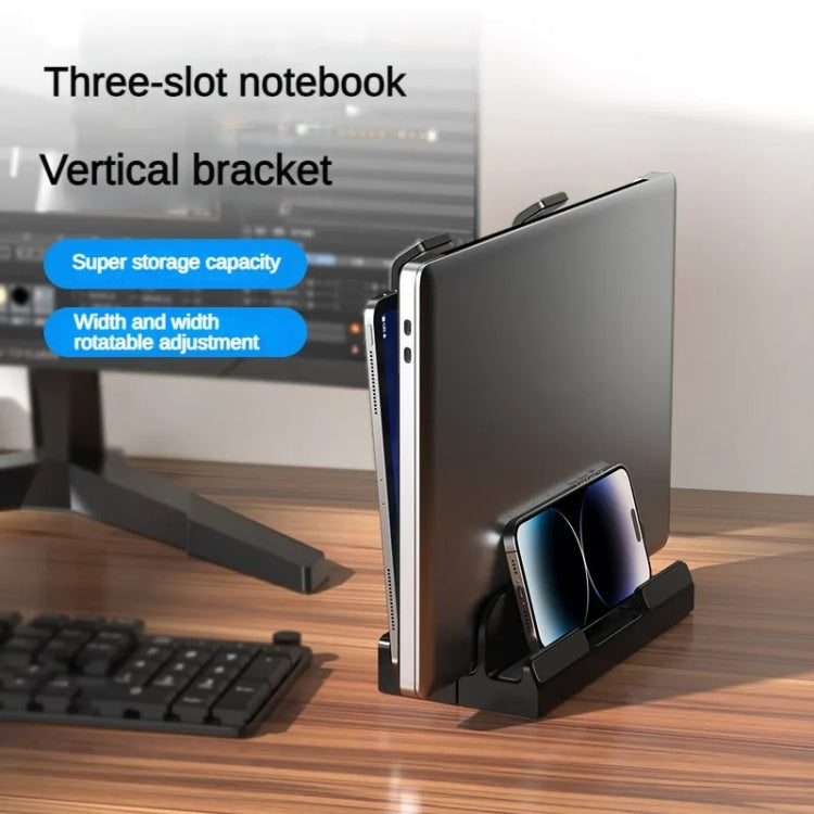 Dual-Purpose Laptop Vertical Stand Storage Rack Desktop Heightening Cooling Base(Black) - HoMEdemic™ 