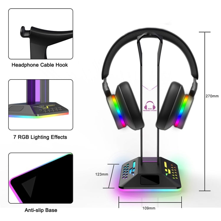 Dual USB RGB Color Changing Gaming Headset Stand(Black) - HoMEdemic™ 