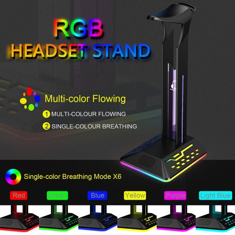 Dual USB RGB Color Changing Gaming Headset Stand(Black) - HoMEdemic™ 