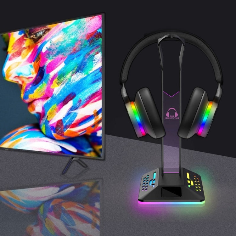 Dual USB RGB Color Changing Gaming Headset Stand(Black) - HoMEdemic™ 