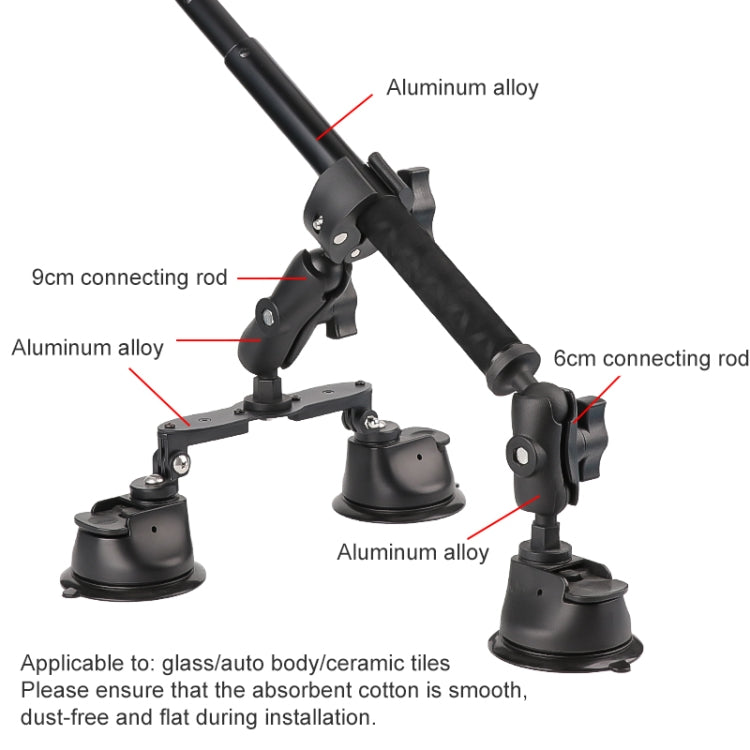 Dual-leg Suction Cup + Single Suction Cup with Selfie Stick Kits (Black) - HoMEdemic™ 