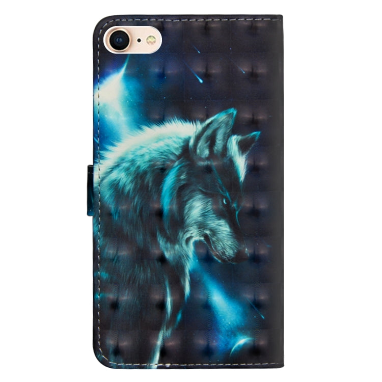 For iPhone SE 2022 / SE 2020 / 8 / 7 3D Painting Pattern Horizontal Flip TPU + PU Leather Case with Holder & Card Slots & Wallet(Wolf) - HoMEdemic™ 