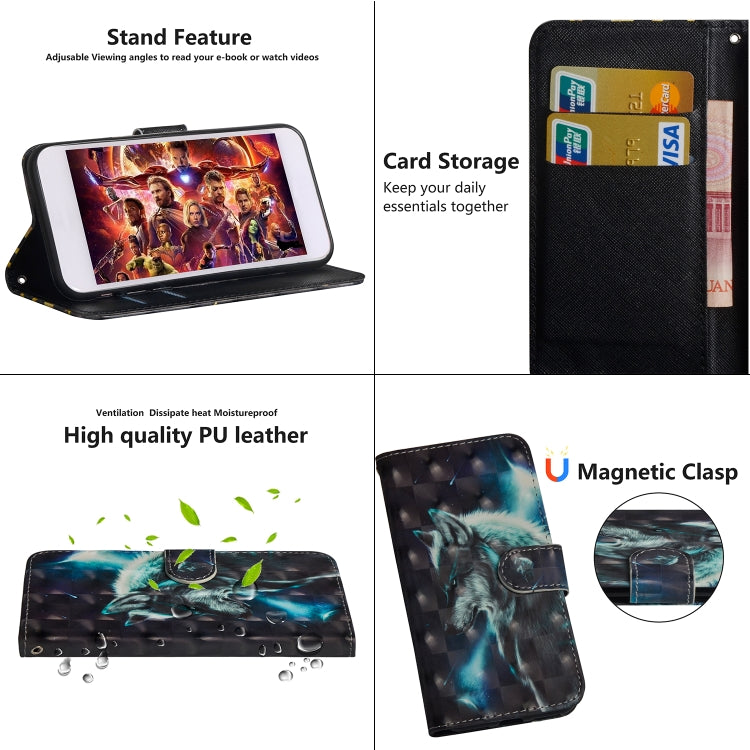 For iPhone SE 2022 / SE 2020 / 8 / 7 3D Painting Pattern Horizontal Flip TPU + PU Leather Case with Holder & Card Slots & Wallet(Wolf) - HoMEdemic™ 