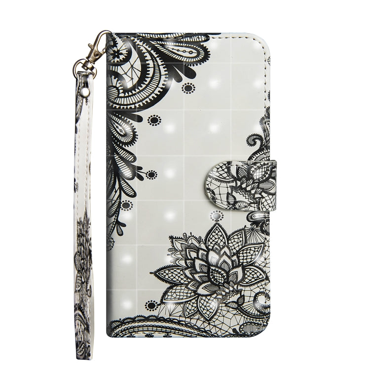 For iPhone SE 2022 / SE 2020 / 8 / 7 3D Painting Pattern Horizontal Flip TPU + PU Leather Case with Holder & Card Slots & Wallet(Black Flower) - HoMEdemic™ 