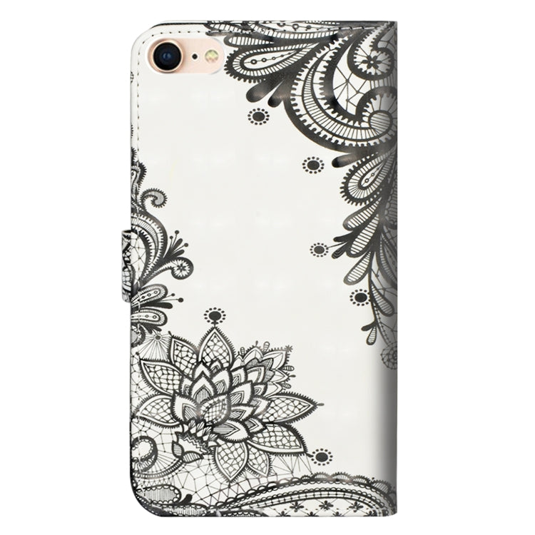 For iPhone SE 2022 / SE 2020 / 8 / 7 3D Painting Pattern Horizontal Flip TPU + PU Leather Case with Holder & Card Slots & Wallet(Black Flower) - HoMEdemic™ 