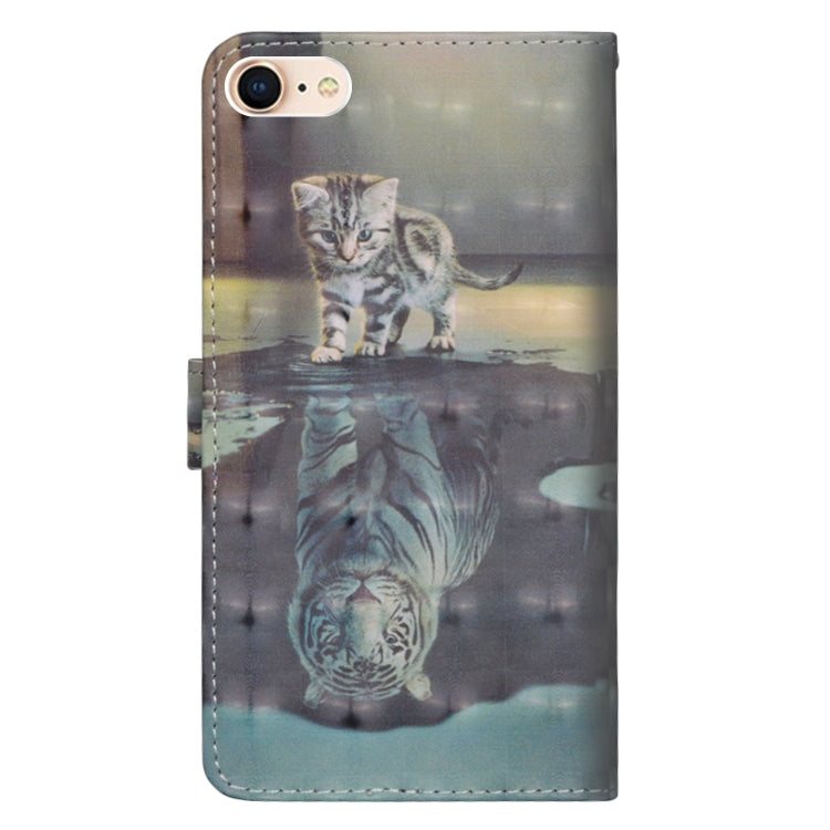 For iPhone SE 2022 / SE 2020 / 8 / 7 3D Painting Pattern Horizontal Flip TPU + PU Leather Case with Holder & Card Slots & Wallet(Cat Tiger) - HoMEdemic™ 