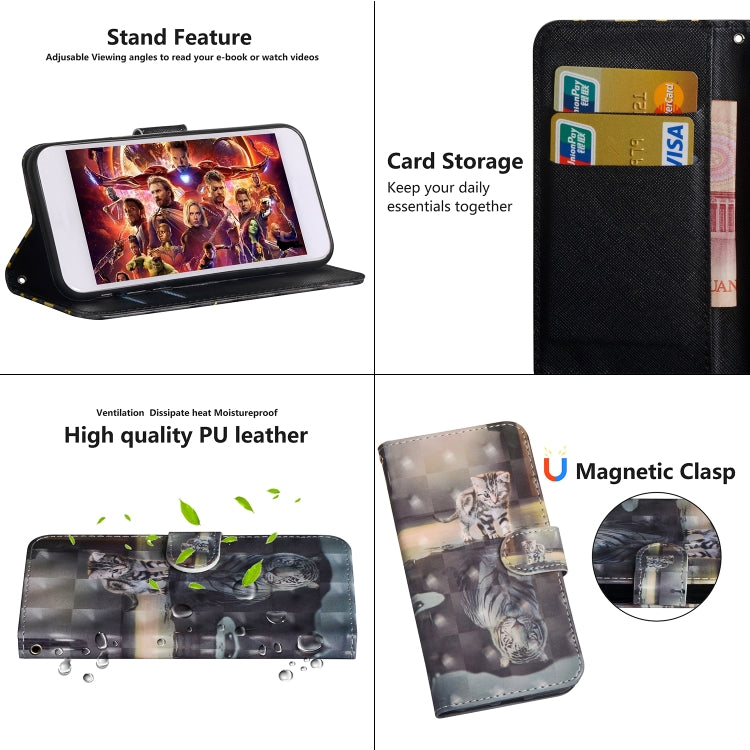 For iPhone SE 2022 / SE 2020 / 8 / 7 3D Painting Pattern Horizontal Flip TPU + PU Leather Case with Holder & Card Slots & Wallet(Cat Tiger) - HoMEdemic™ 