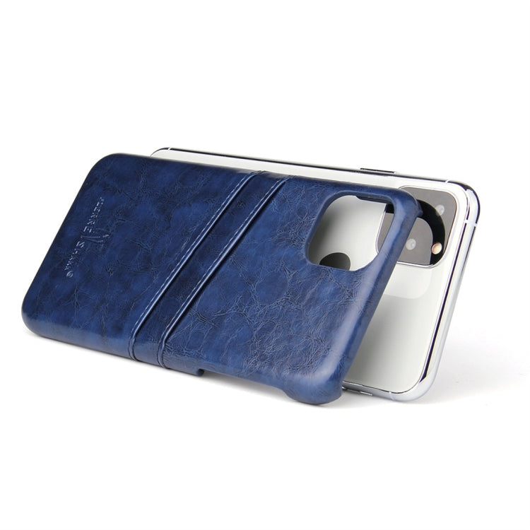 For iPhone 11 Pro Fierre Shann Retro Oil Wax Texture PU Leather Case with Card Slots (Blue) - HoMEdemic™ 