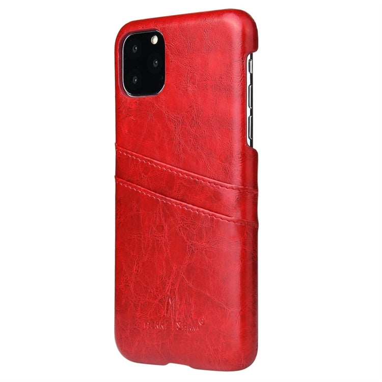 For iPhone 11 Pro Fierre Shann Retro Oil Wax Texture PU Leather Case with Card Slots (Red) - HoMEdemic™ 
