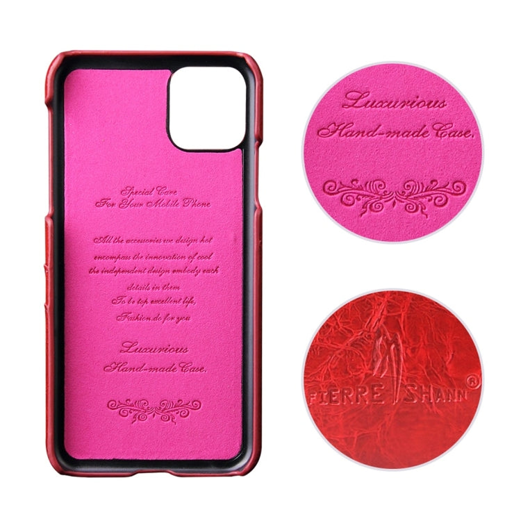 For iPhone 11 Pro Fierre Shann Retro Oil Wax Texture PU Leather Case with Card Slots (Red) - HoMEdemic™ 
