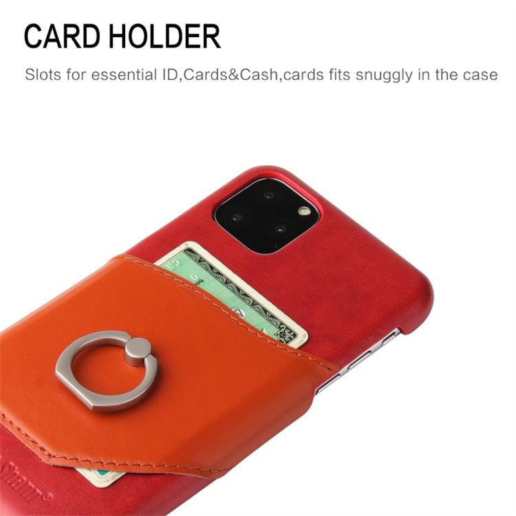 For iPhone 11 Fierre Shann Oil Wax Texture Genuine Leather Back Cover Case with 360 Degree Rotation Holder & Card Slot (Red) - HoMEdemic™ 