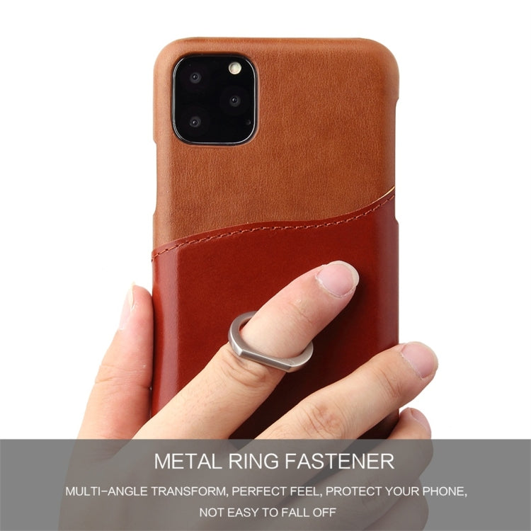 For iPhone 11 Fierre Shann Oil Wax Texture Genuine Leather Back Cover Case with 360 Degree Rotation Holder & Card Slot (Brown) - HoMEdemic™ 