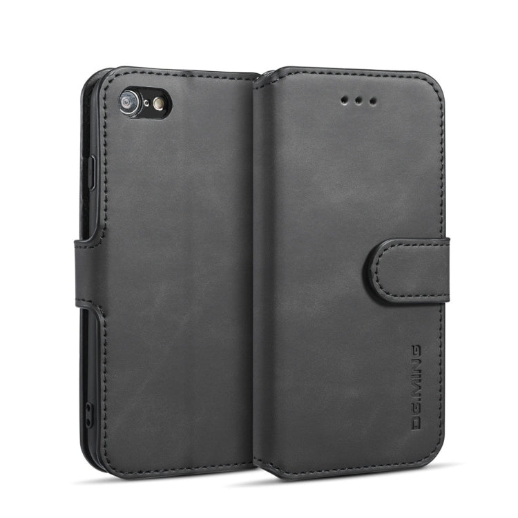 DG.MING Retro Oil Side Horizontal Flip Case with Holder & Card Slots & Wallet for iPhone 7 / 8(Black) - HoMEdemic™ 