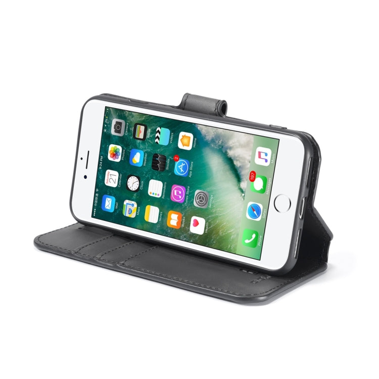 DG.MING Retro Oil Side Horizontal Flip Case with Holder & Card Slots & Wallet for iPhone 7 / 8(Black) - HoMEdemic™ 