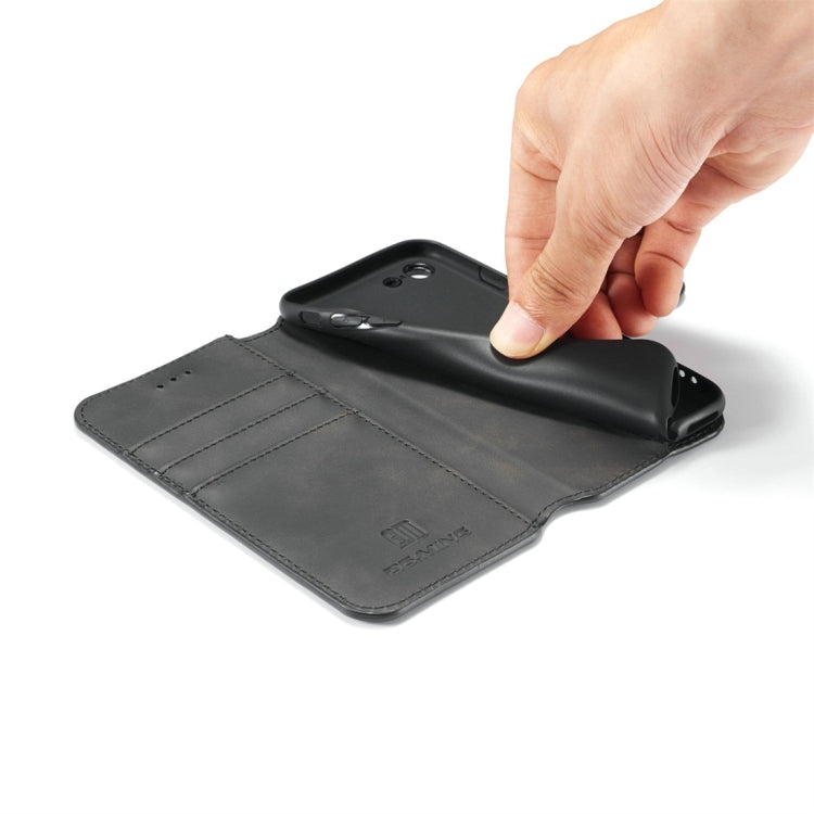 DG.MING Retro Oil Side Horizontal Flip Case with Holder & Card Slots & Wallet for iPhone 7 / 8(Black) - HoMEdemic™ 