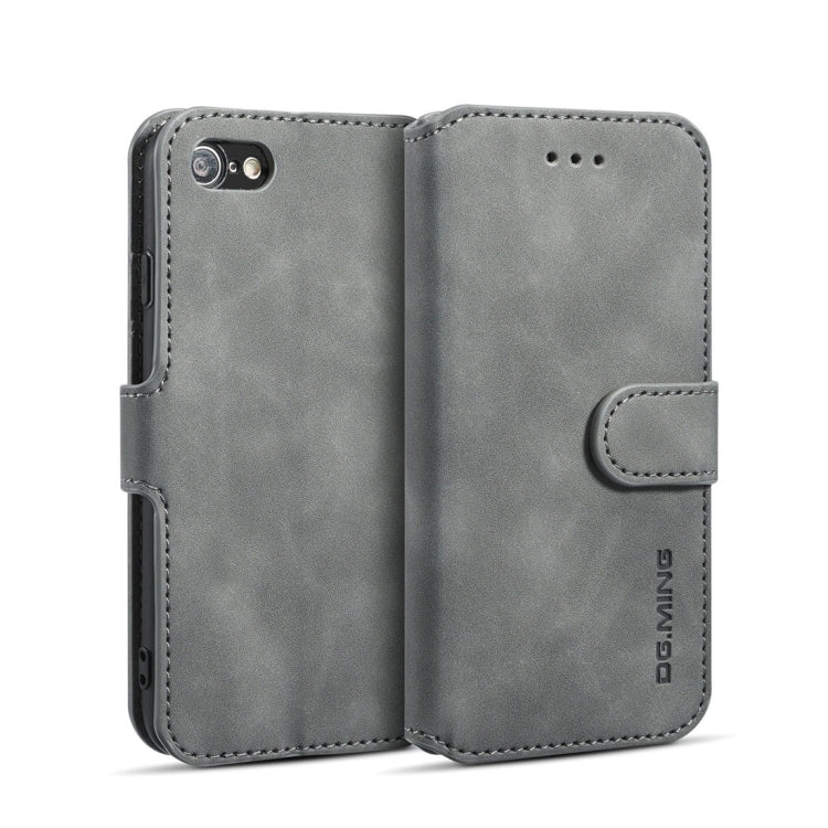 DG.MING Retro Oil Side Horizontal Flip Case with Holder & Card Slots & Wallet for iPhone 7 / 8(Grey) - HoMEdemic™ 