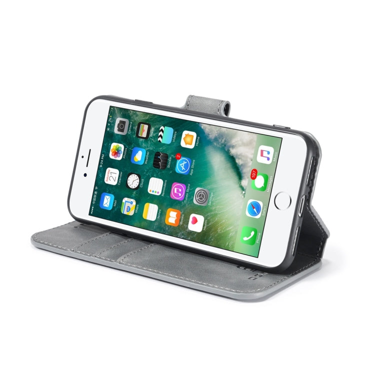 DG.MING Retro Oil Side Horizontal Flip Case with Holder & Card Slots & Wallet for iPhone 7 / 8(Grey) - HoMEdemic™ 