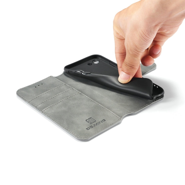 DG.MING Retro Oil Side Horizontal Flip Case with Holder & Card Slots & Wallet for iPhone 7 / 8(Grey) - HoMEdemic™ 