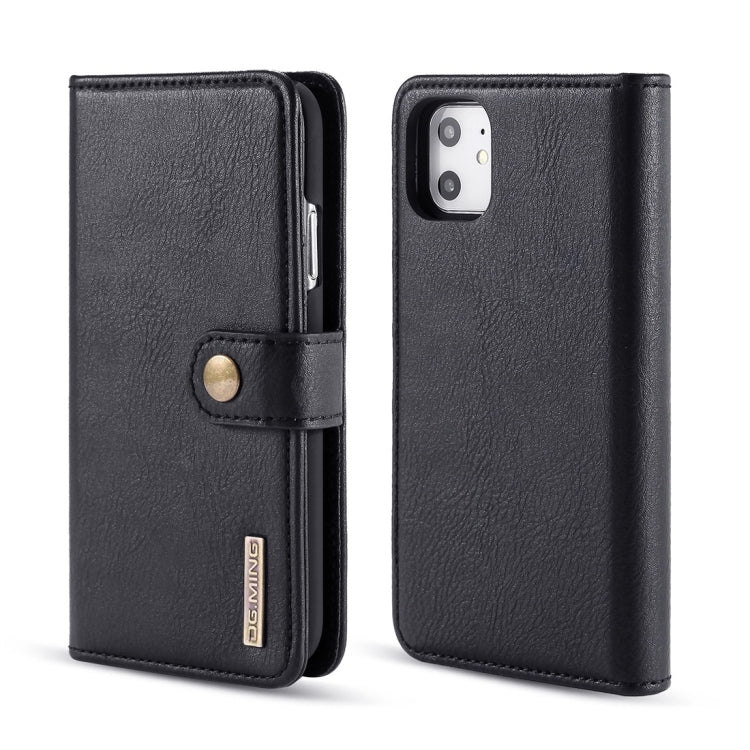 For iPhone 11 DG.MING Crazy Horse Texture Flip Detachable Magnetic Leather Case with Holder & Card Slots & Wallet (Black) - HoMEdemic™ 