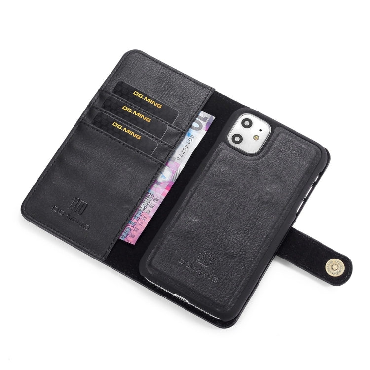 For iPhone 11 DG.MING Crazy Horse Texture Flip Detachable Magnetic Leather Case with Holder & Card Slots & Wallet (Black) - HoMEdemic™ 