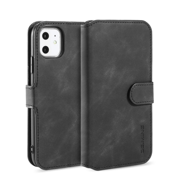 DG.MING Retro Oil Side Horizontal Flip Case with Holder & Card Slots & Wallet for iPhone 11(Black) - HoMEdemic™ 