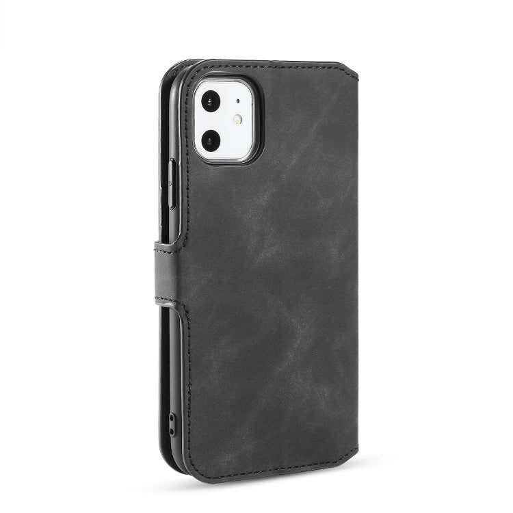 DG.MING Retro Oil Side Horizontal Flip Case with Holder & Card Slots & Wallet for iPhone 11(Black) - HoMEdemic™ 