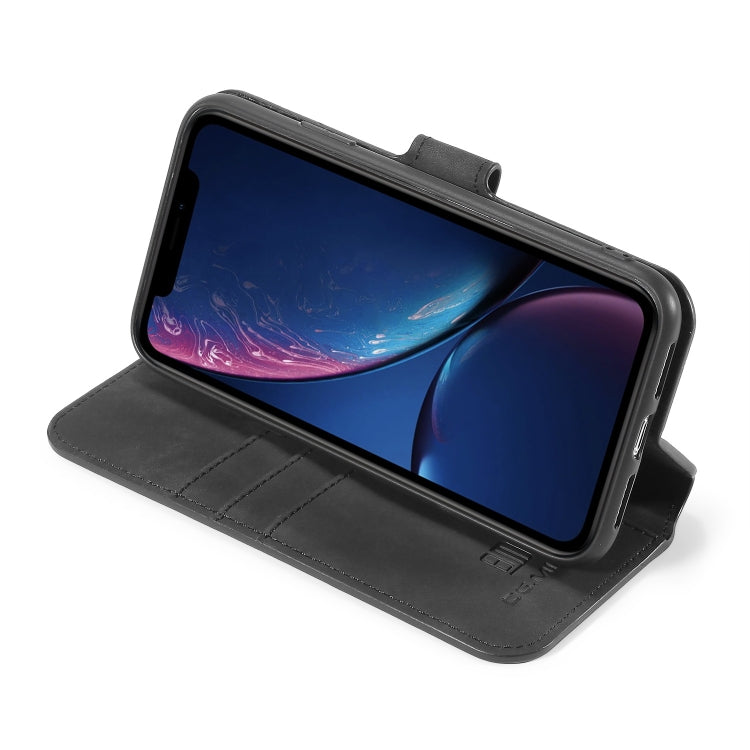DG.MING Retro Oil Side Horizontal Flip Case with Holder & Card Slots & Wallet for iPhone 11(Black) - HoMEdemic™ 