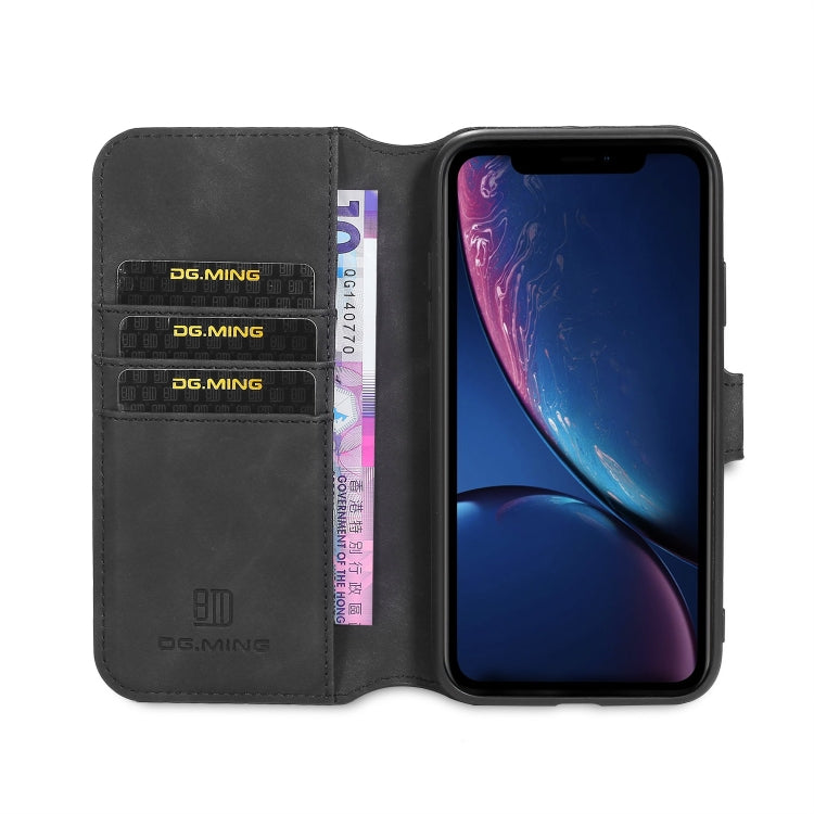 DG.MING Retro Oil Side Horizontal Flip Case with Holder & Card Slots & Wallet for iPhone 11(Black) - HoMEdemic™ 