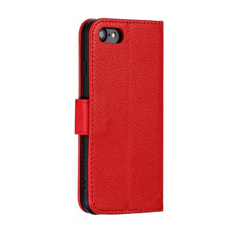For iPhone SE 2022 / SE 2020 / 8 / 7 Feather Pattern Litchi Texture Horizontal Flip Leather Case with Wallet & Holder & Card Slots(Red) - HoMEdemic™ 