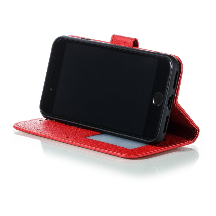 For iPhone SE 2022 / SE 2020 / 8 / 7 Feather Pattern Litchi Texture Horizontal Flip Leather Case with Wallet & Holder & Card Slots(Red) - HoMEdemic™ 