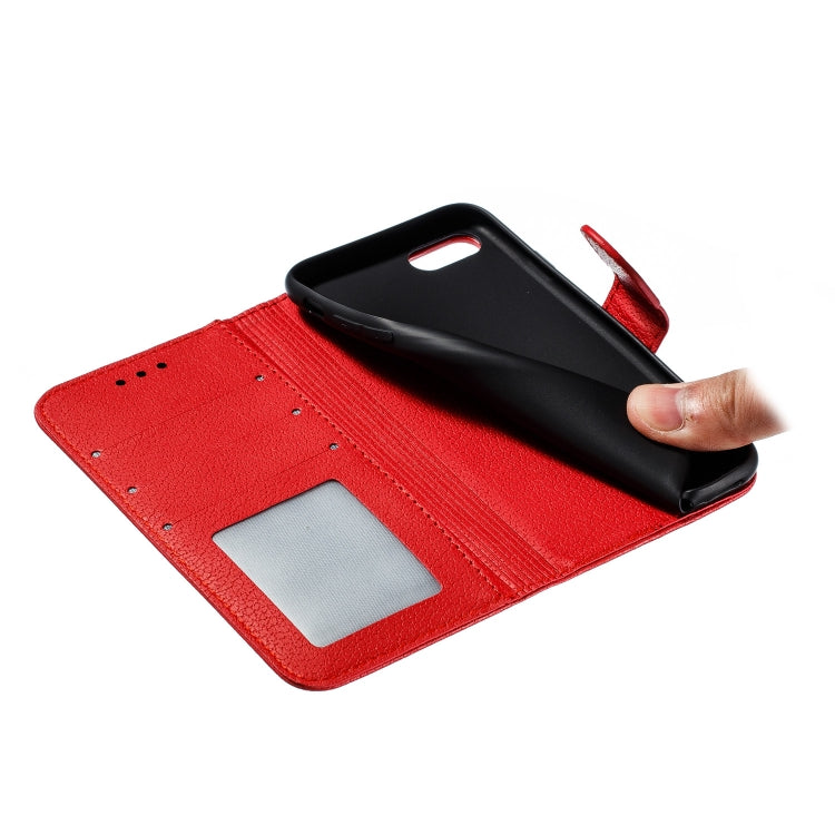 For iPhone SE 2022 / SE 2020 / 8 / 7 Feather Pattern Litchi Texture Horizontal Flip Leather Case with Wallet & Holder & Card Slots(Red) - HoMEdemic™ 