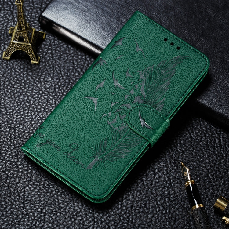 For iPhone SE 2022 / SE 2020 / 8 / 7 Feather Pattern Litchi Texture Horizontal Flip Leather Case with Wallet & Holder & Card Slots(Green) - HoMEdemic™ 