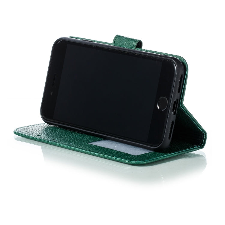 For iPhone SE 2022 / SE 2020 / 8 / 7 Feather Pattern Litchi Texture Horizontal Flip Leather Case with Wallet & Holder & Card Slots(Green) - HoMEdemic™ 