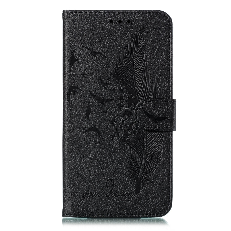 For iPhone SE 2022 / SE 2020 / 8 / 7 Feather Pattern Litchi Texture Horizontal Flip Leather Case with Wallet & Holder & Card Slots(Black) - HoMEdemic™ 