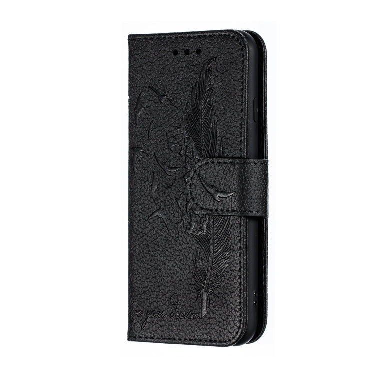 For iPhone SE 2022 / SE 2020 / 8 / 7 Feather Pattern Litchi Texture Horizontal Flip Leather Case with Wallet & Holder & Card Slots(Black) - HoMEdemic™ 