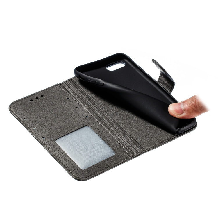 For iPhone SE 2022 / SE 2020 / 8 / 7 Feather Pattern Litchi Texture Horizontal Flip Leather Case with Wallet & Holder & Card Slots(Gray) - HoMEdemic™ 