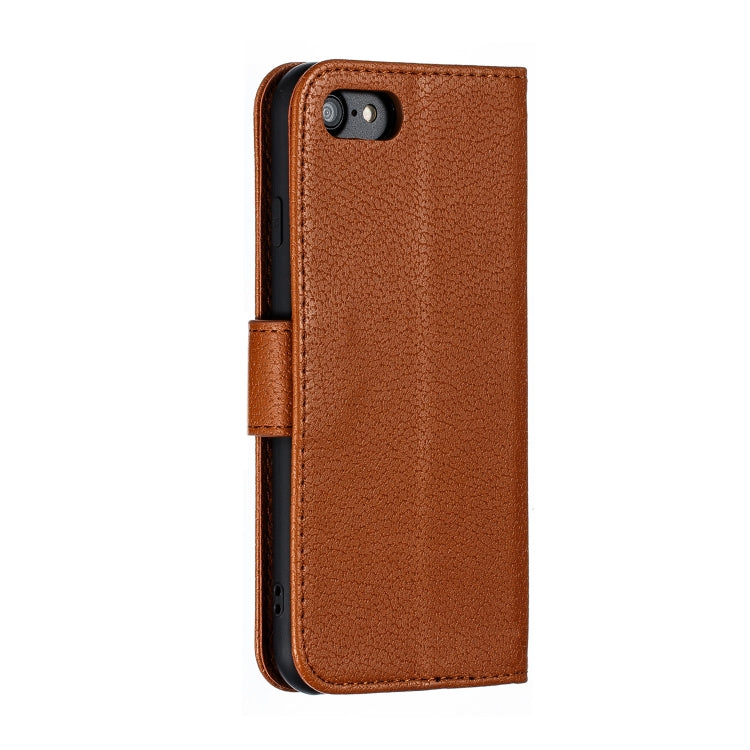For iPhone SE 2022 / SE 2020 / 8 / 7 Feather Pattern Litchi Texture Horizontal Flip Leather Case with Wallet & Holder & Card Slots(Brown) - HoMEdemic™ 