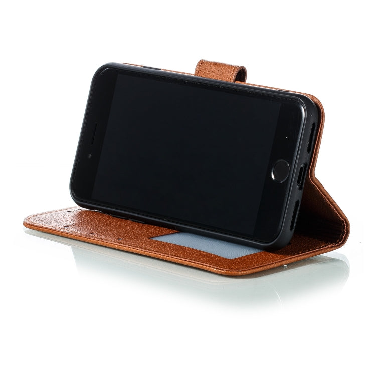 For iPhone SE 2022 / SE 2020 / 8 / 7 Feather Pattern Litchi Texture Horizontal Flip Leather Case with Wallet & Holder & Card Slots(Brown) - HoMEdemic™ 