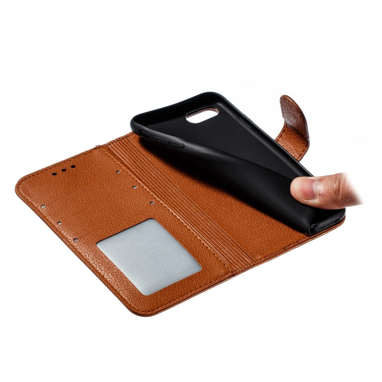 For iPhone SE 2022 / SE 2020 / 8 / 7 Feather Pattern Litchi Texture Horizontal Flip Leather Case with Wallet & Holder & Card Slots(Brown) - HoMEdemic™ 