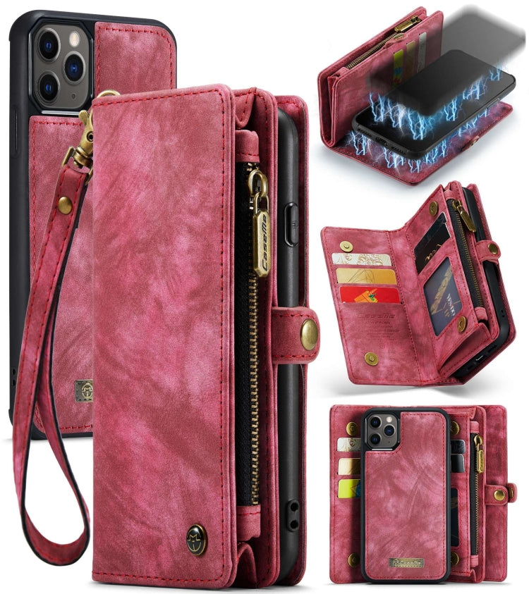 For iPhone 11 Pro CaseMe-008 Detachable Multifunctional Horizontal Flip Leather Case with Card Slot & Holder & Zipper Wallet & Photo Frame (Red) - HoMEdemic™ 