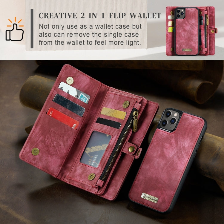 For iPhone 11 Pro CaseMe-008 Detachable Multifunctional Horizontal Flip Leather Case with Card Slot & Holder & Zipper Wallet & Photo Frame (Red) - HoMEdemic™ 