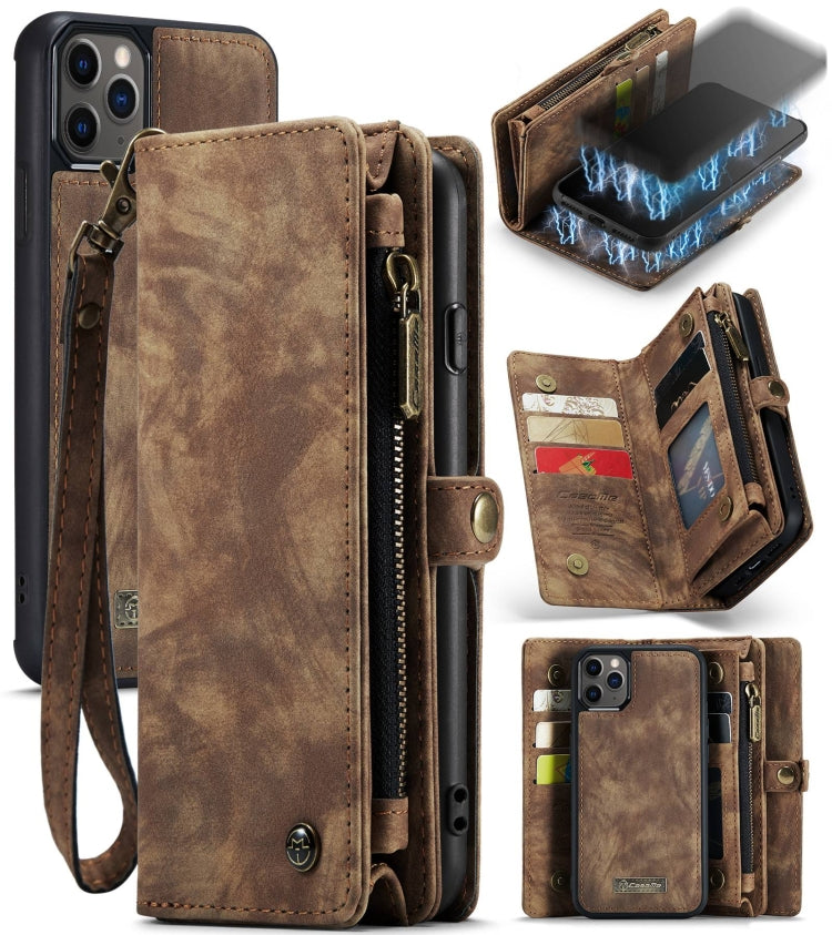 For iPhone 11 Pro CaseMe-008 Detachable Multifunctional Horizontal Flip Leather Case with Card Slot & Holder & Zipper Wallet & Photo Frame (Brown) - HoMEdemic™ 