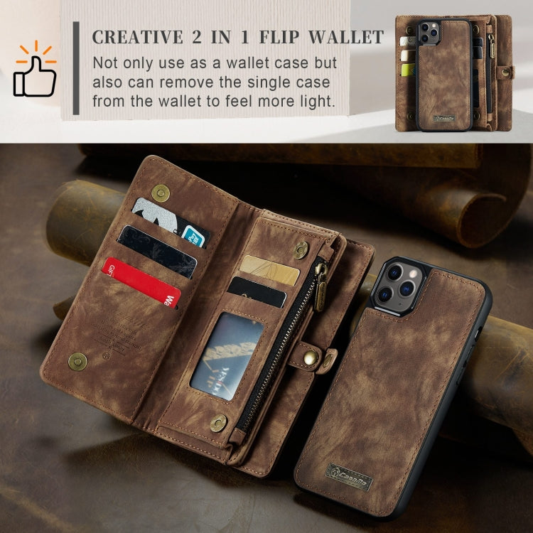 For iPhone 11 Pro CaseMe-008 Detachable Multifunctional Horizontal Flip Leather Case with Card Slot & Holder & Zipper Wallet & Photo Frame (Brown) - HoMEdemic™ 