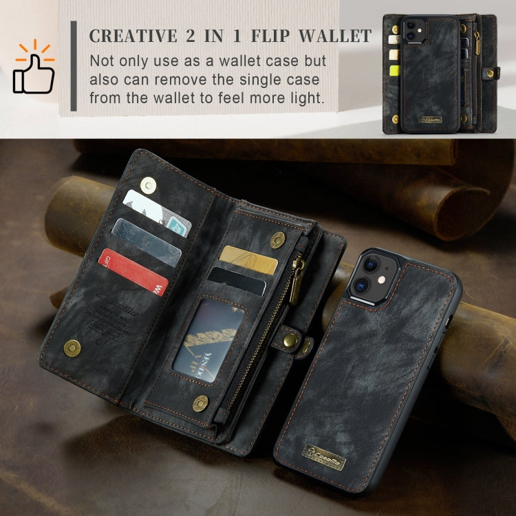 For iPhone 11 CaseMe-008 Detachable Multifunctional Horizontal Flip Leather Case with Card Slot & Holder & Zipper Wallet & Photo Frame (Black) - HoMEdemic™ 