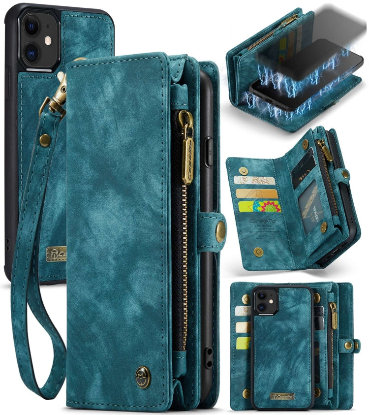For iPhone 11 CaseMe-008 Detachable Multifunctional Horizontal Flip Leather Case with Card Slot & Holder & Zipper Wallet & Photo Frame (Blue) - HoMEdemic™ 