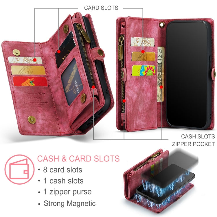 For iPhone 11 CaseMe-008 Detachable Multifunctional Horizontal Flip Leather Case with Card Slot & Holder & Zipper Wallet & Photo Frame (Red) - HoMEdemic™ 