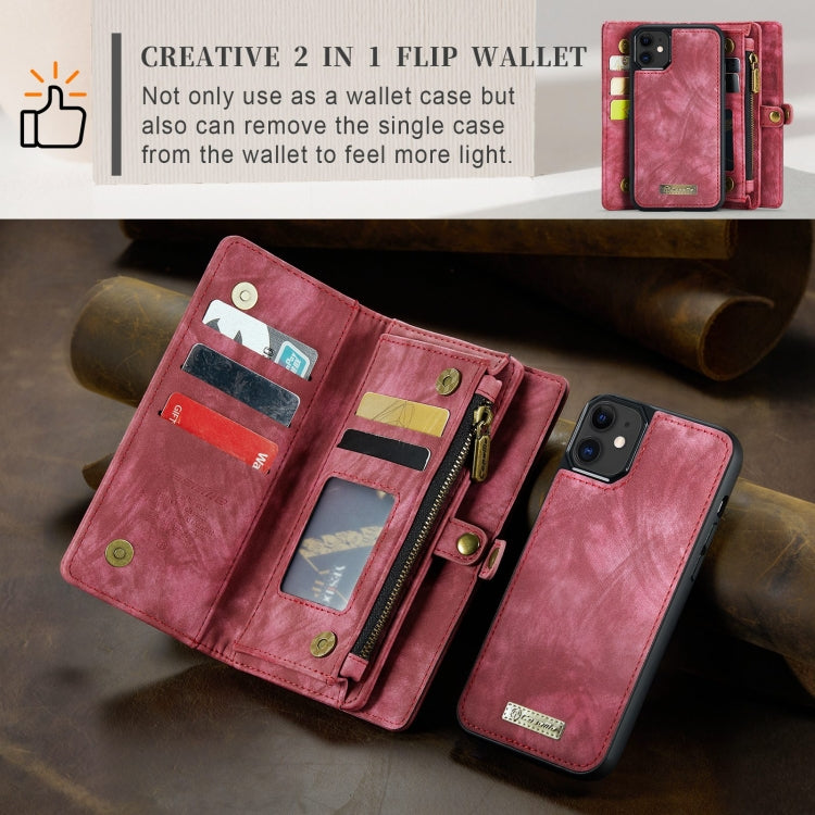 For iPhone 11 CaseMe-008 Detachable Multifunctional Horizontal Flip Leather Case with Card Slot & Holder & Zipper Wallet & Photo Frame (Red) - HoMEdemic™ 